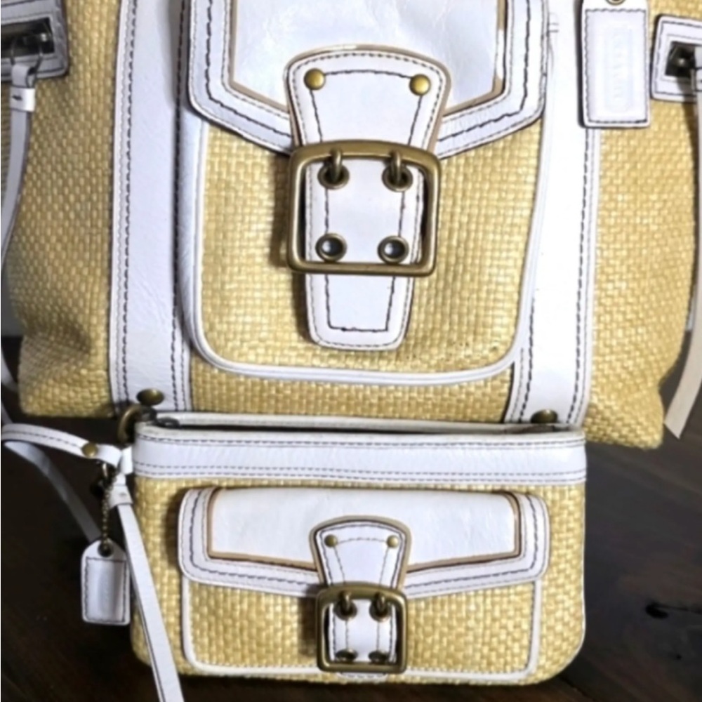 Coach #075 Soho Legacy Cream and Straw Woven Wristlet Clutch wristlet /wallet - Picture 8 of 12